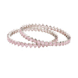 Sparkling Elegance Pink CZ White Rhodium-Plated Bangles