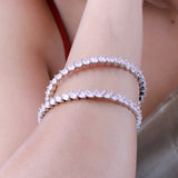 Sparkling Elegance Pink CZ White Rhodium-Plated Bangles
