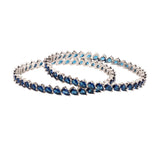 Sparkling Elegance Blue CZ White Rhodium-Plated Bangles