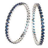 Sparkling Elegance Blue CZ White Rhodium-Plated Bangles