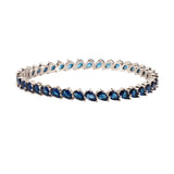Sparkling Elegance Blue CZ White Rhodium-Plated Bangles