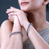 Sparkling Elegance Blue CZ White Rhodium-Plated Bangles