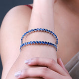 Sparkling Elegance Blue CZ White Rhodium-Plated Bangles