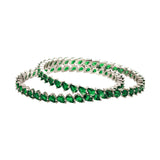 Sparkling Elegance Green CZ White Rhodium-Plated Bangles