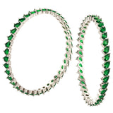 Sparkling Elegance Green CZ White Rhodium-Plated Bangles
