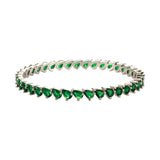 Sparkling Elegance Green CZ White Rhodium-Plated Bangles