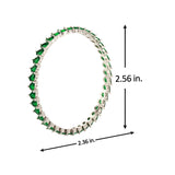 Sparkling Elegance Green CZ White Rhodium-Plated Bangles