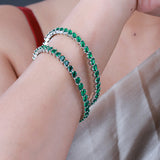 Sparkling Elegance Green CZ White Rhodium-Plated Bangles