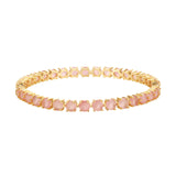 Sparkling Elegance Round Pink CZ Yellow Gold-Plated Bangles