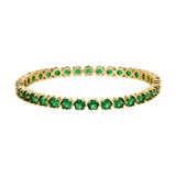 Sparkling Elegance Round Green CZ Yellow Gold-Plated Bangles
