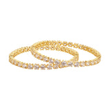 Sparkling Elegance Round White CZ Yellow Gold-Plated Bangles