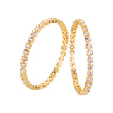 Sparkling Elegance Round White CZ Yellow Gold-Plated Bangles