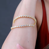 Sparkling Elegance Round White CZ Yellow Gold-Plated Bangles