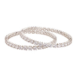 Sparkling Elegance Round White CZ White Rhodium-Plated Bangles