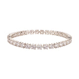 Sparkling Elegance Round White CZ White Rhodium-Plated Bangles