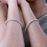Sparkling Elegance Round White CZ White Rhodium-Plated Bangles