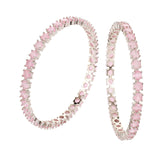 Sparkling Elegance Round Pink CZ White Rhodium-Plated Bangles