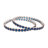 Sparkling Elegance Round Blue CZ White Rhodium-Plated Bangles