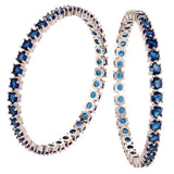 Sparkling Elegance Round Blue CZ White Rhodium-Plated Bangles