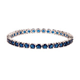Sparkling Elegance Round Blue CZ White Rhodium-Plated Bangles