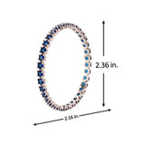 Sparkling Elegance Round Blue CZ White Rhodium-Plated Bangles