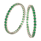 Sparkling Elegance Round Green CZ White Rhodium-Plated Bangles