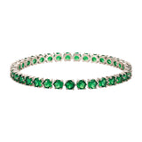 Sparkling Elegance Round Green CZ White Rhodium-Plated Bangles