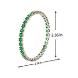 Sparkling Elegance Round Green CZ White Rhodium-Plated Bangles