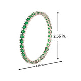 Sparkling Elegance Round Green CZ White Rhodium-Plated Bangles