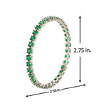 Sparkling Elegance Round Green CZ White Rhodium-Plated Bangles