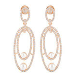 Sparkling Elegance Twin Pearl American Diamond Earrings