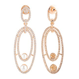 Sparkling Elegance Twin Pearl American Diamond Earrings