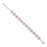 Sparkling Elegance Ruby Bloom American Diamond Tennis Bracelet