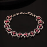 Sparkling Elegance Ruby Bloom American Diamond Tennis Bracelet