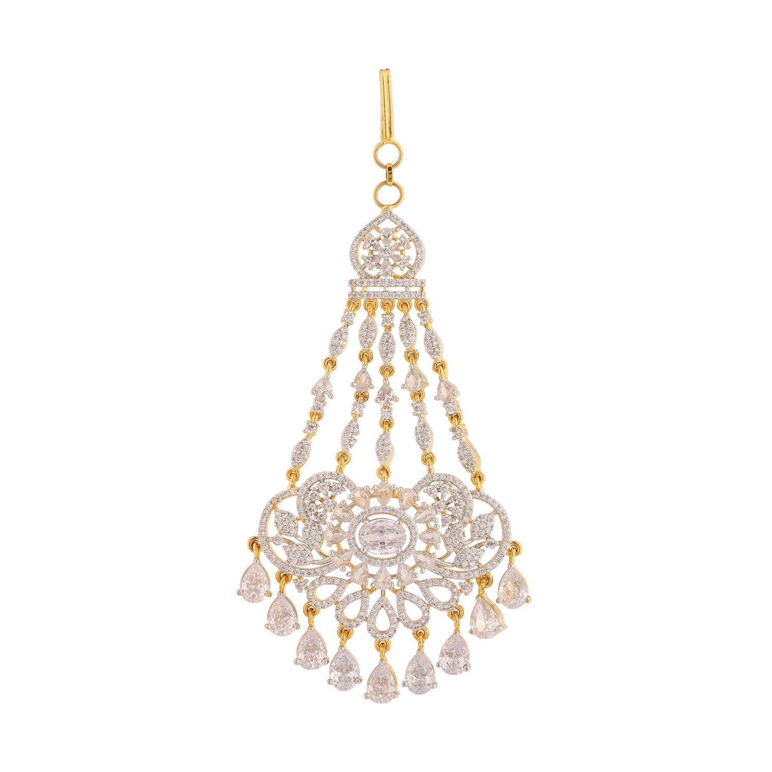 Sparkling Elegance Noorani Sheesh American Diamond Passa Maang