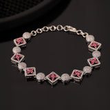 Sparkling Elegance Ruby Grace American Diamond Tennis Bracelet
