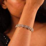 Sparkling Elegance Crystal Bloom American Diamond Tennis Bracelet