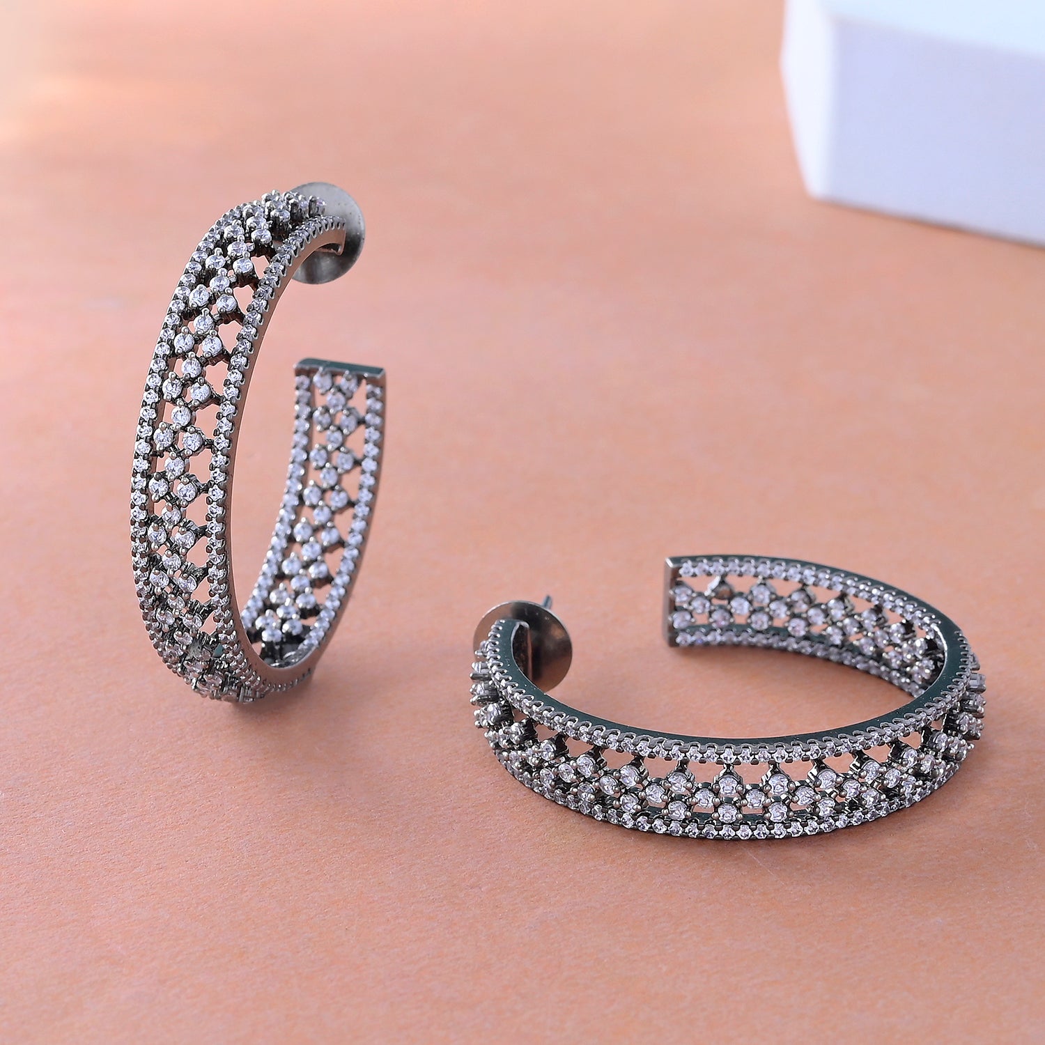 Celeste Regal American Diamond Hoop Earrings