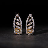 Gold Essentials Elara Feather Cz Stud Earrings