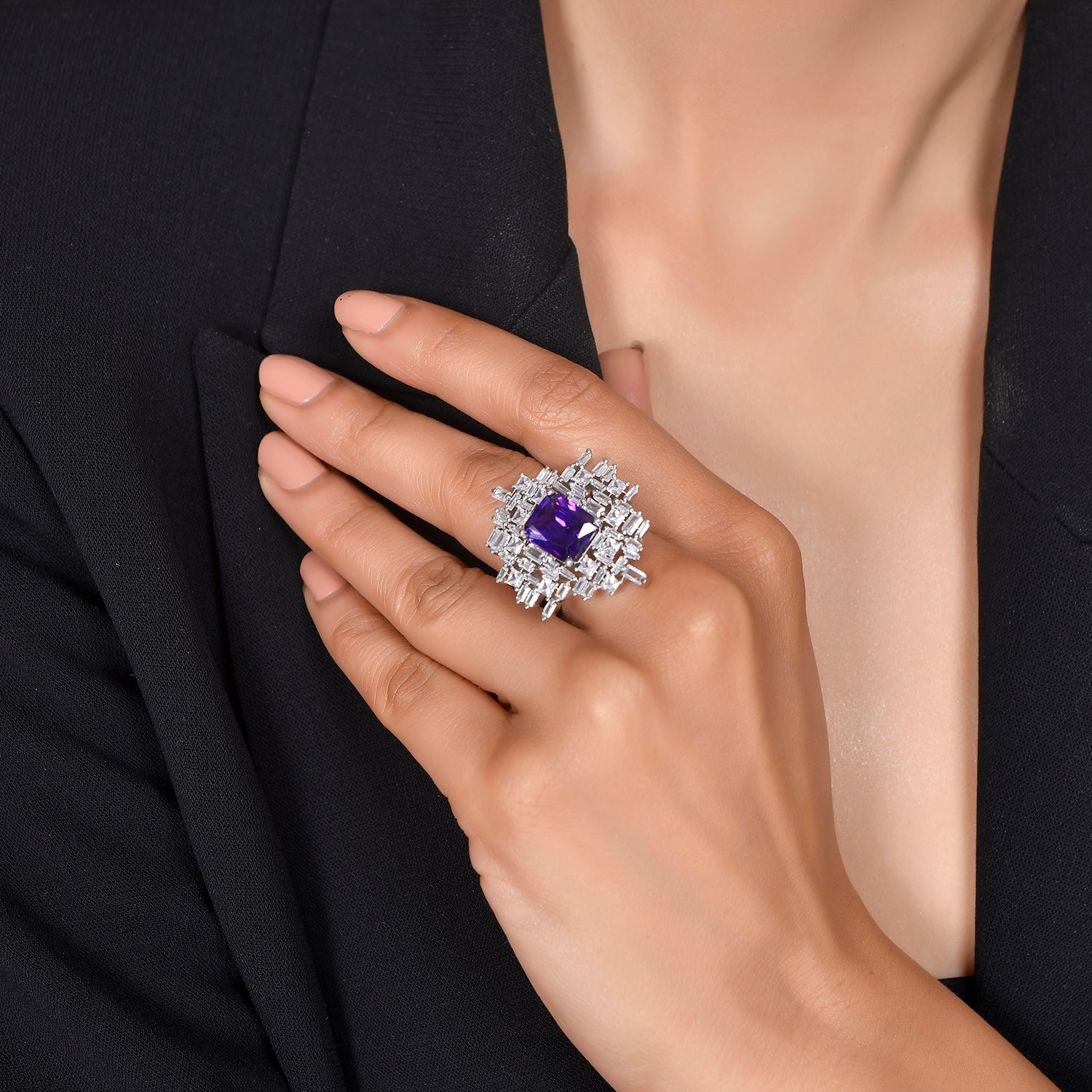 Mosaic Captivating Cluster Statement Cocktail Ring