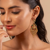 Gold Opulence Mayura Mahadevi Temple Earrings