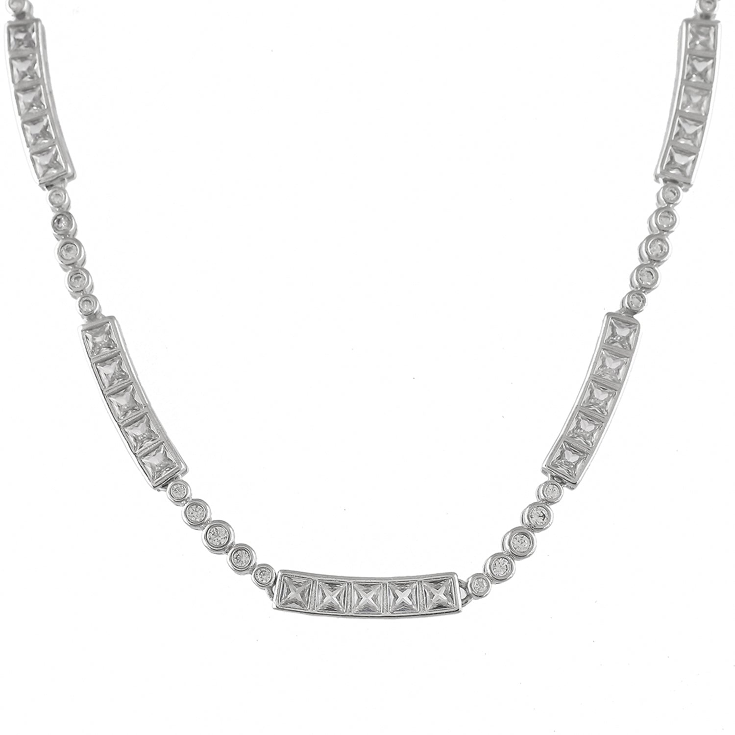 Valentine's Day Sterling Silver Classic Multi Cz Tennis Necklace