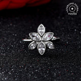 Valentine's Day Sterling Silver Cz Cluster Petal Ring