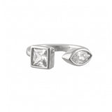 Valentine's Day Sterling Silver Classic Cz Open Finger Ring