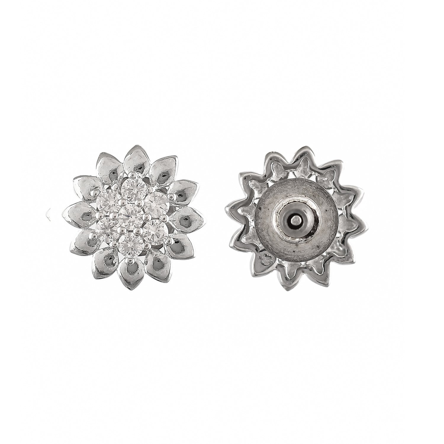Valentine's Day Sterling Silver Blooming Flower Stud