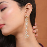 Sparkling Elegance Eternal Grace Gold American Diamond Dangler Earrings