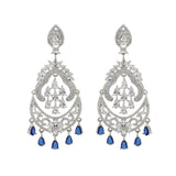 Sparkling Elegance Royal Sapphire American Diamond Dangler Earrings