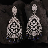 Sparkling Elegance Royal Sapphire American Diamond Dangler Earrings