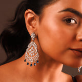 Sparkling Elegance Royal Sapphire American Diamond Dangler Earrings