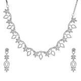 Sparkling Elegance Gleaming Blossom American Diamond Necklace Set